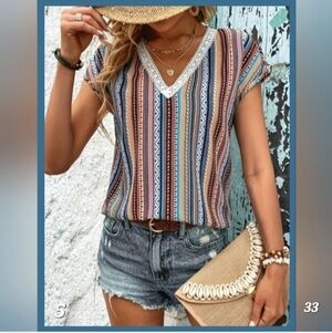 NEW! Tribal Stripe Print Blouse.
